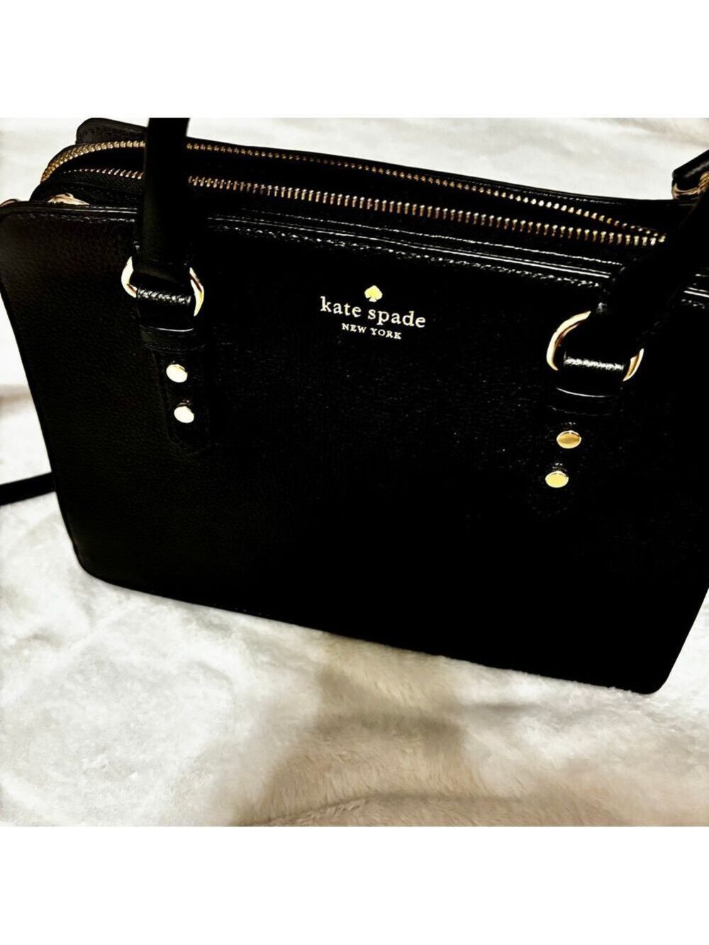 Kate Spade New York Mulberry Street Lise Black Leather Satchel Crossbody - Picture 5 of 15